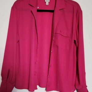 Worthington - Women's Button Down Long Sleeve Shirt - Petaluma Pink Size Medium